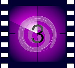 Old film movie countdown frame. Old vintage retro cinema vector timer count