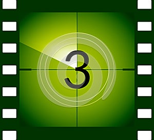 Old film movie countdown frame. Old vintage retro cinema vector timer count