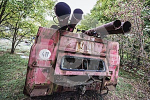 Old fire truck in Chernobyl Zone, Ukraine