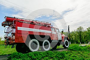 Old fire truck from the USSR. Recycled car in good condition.