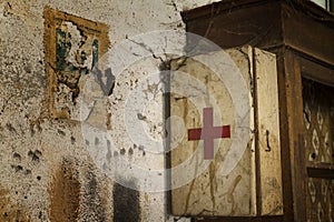 Old first aid kit among the cobwebs