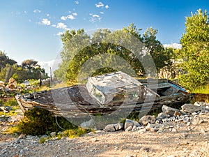 Old fisher boat wrack on a Croatian island