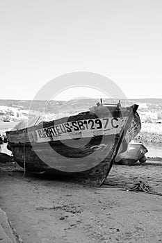 Old fishermen boat in the port of sesimbra.