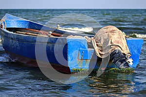 Old fishing boat on the black sea, Navodari Romania