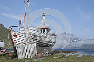 Old fishing boat in Strandir, Iceland