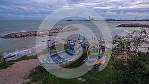 The old fishing boats on the beach