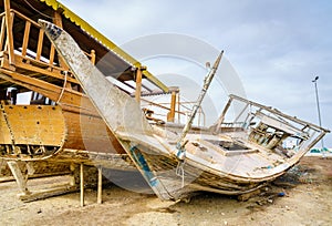Old fishing boats in Dibba, UAE