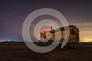 Old fishing hut in the night