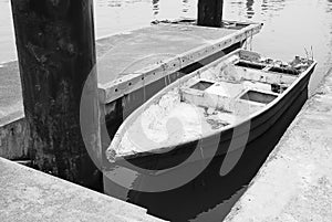 Old fishing skiff - Black and white, monochrome, design architecture  photo
