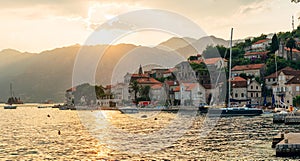 The old fishing town of Perast on the shore of Kotor Bay