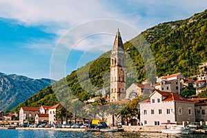 The old fishing town of Perast on the shore of Kotor Bay