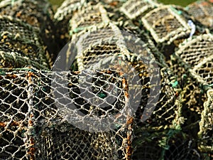 Old fishing traps. Selective focus.