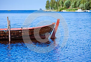 Old fishing wooden rowboat