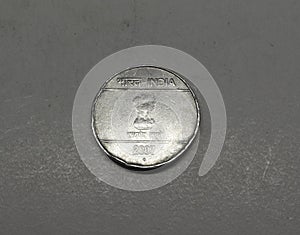 old five Rupees Coin, Indian Currency, Money, silver wave five rupees coin