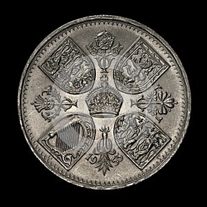 Old five shilling coin