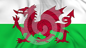 Old flag of Wales within United Kingdom. 3d animation in 4k video.