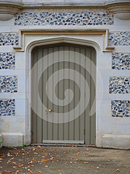 Old flint castle wooden door security