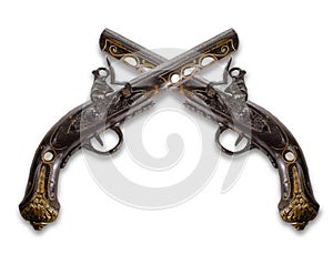 Old flintlock pistols photo