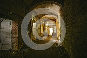 An old floor with open doors in an abandoned places