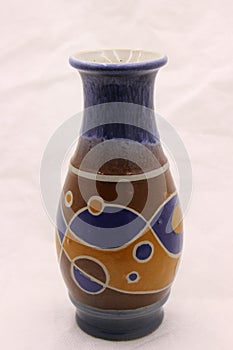 An old flower vase with an abstract pattern on the surface. Moscow. Russia.