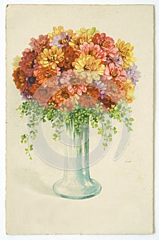 Old flowers postcard