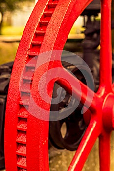Old red flywheel