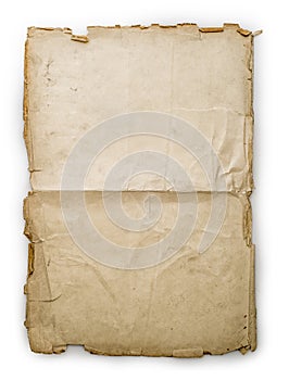 Old folded vintage paper sheet