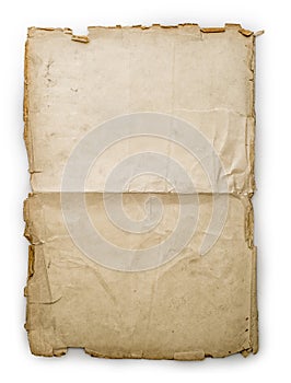 Old folded vintage paper sheet photo