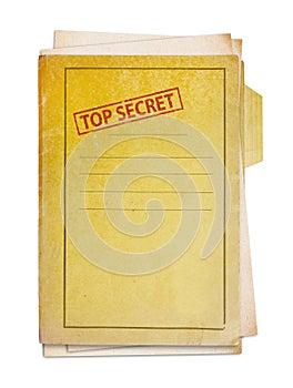 Old folder with top secret stamp. photo