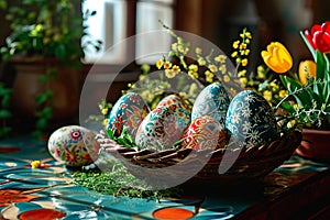 Old folk art presented in a country kitchen.