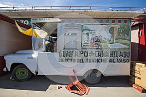 Old food truck with fancy design, Ciudad Bolivar, Venezuela