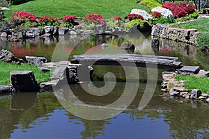 Old Footbridge across a Pond