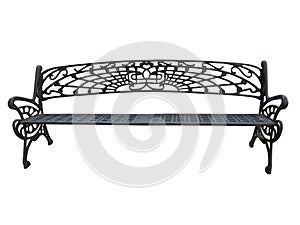 Old forged iron bench isolated on white background