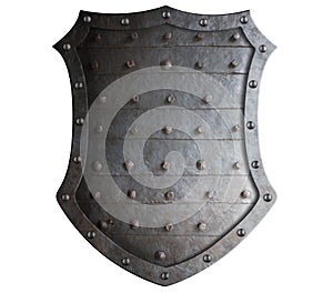 Old forged medieval shield with rough spikes