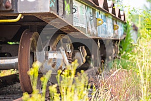 An old forgotten train carriage on a disused railway