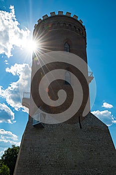 Old Fortification Tower Complemented by Beautiful Sun Backlight