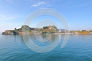 The Old Fortress of Corfu seen from Ionian Sea, Corfu Island, Greece, Europe