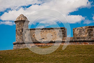 Old fortress in Cuba. Fort Castillo del Moro. Castle San Pedro de la Roca del Morro, Santiago de Cuba