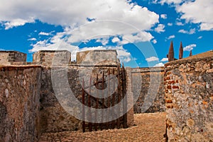 Old fortress in Cuba. Fort Castillo del Moro. Castle San Pedro de la Roca del Morro, Santiago de Cuba