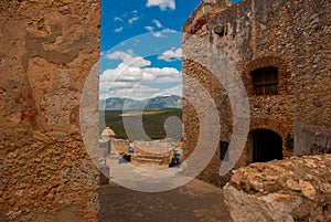 Old fortress in Cuba. Fort Castillo del Moro. Castle San Pedro de la Roca del Morro, Santiago de Cuba