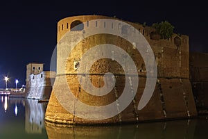 Old Fortress by night in Leghorn, Italy