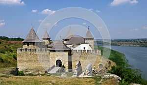 Old fortress on the river bank. Ukraine