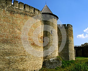 Old fortress on the river bank. Ukraine