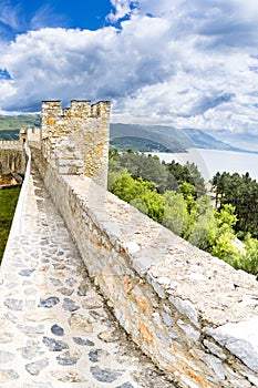 Old fortress ruins of tzar Samuel in Ohrid in a beautiful summer day, Republic of Macedonia