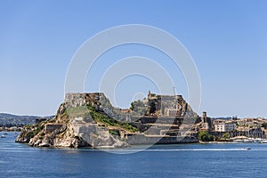 The Old Fortress stands on the eastern side of the town, on a rocky peninsula that gets into the Mediterranean sea, Corfu island,