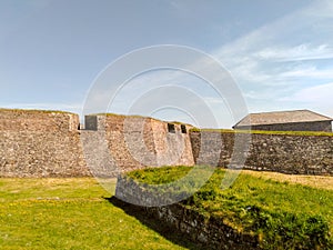 old fortress in the village of crete moth and bailey 5 point star castle walls