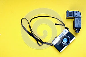 Old foto camera and flash