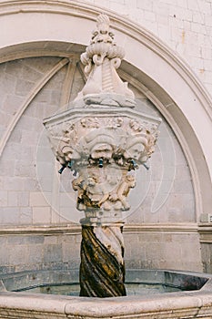 The old fountain. Architecture of Croatia and Montenegro, Balkan