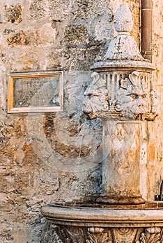 The old fountain. Architecture of Croatia and Montenegro, Balkan