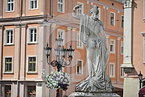 Old fountain in the central European city